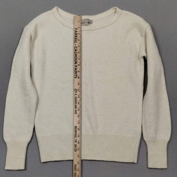Banana Republic Wool Blend Long Sleeve Ribbed Hem Sweater Ivory Cream Size M - Picture 5 of 9